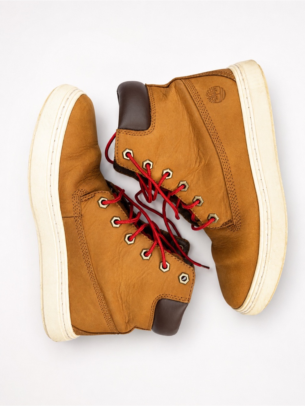 Timberland Brown Leather Boots with Red Laces - Women's Size 7 US